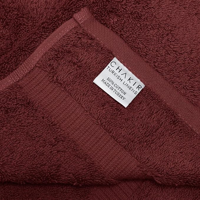 Chakir Turkish Linens 100% Cotton Premium Turkish Towels for Bathroom | 13'' x 13'' (6-Piece Washcloth, Cranberry)