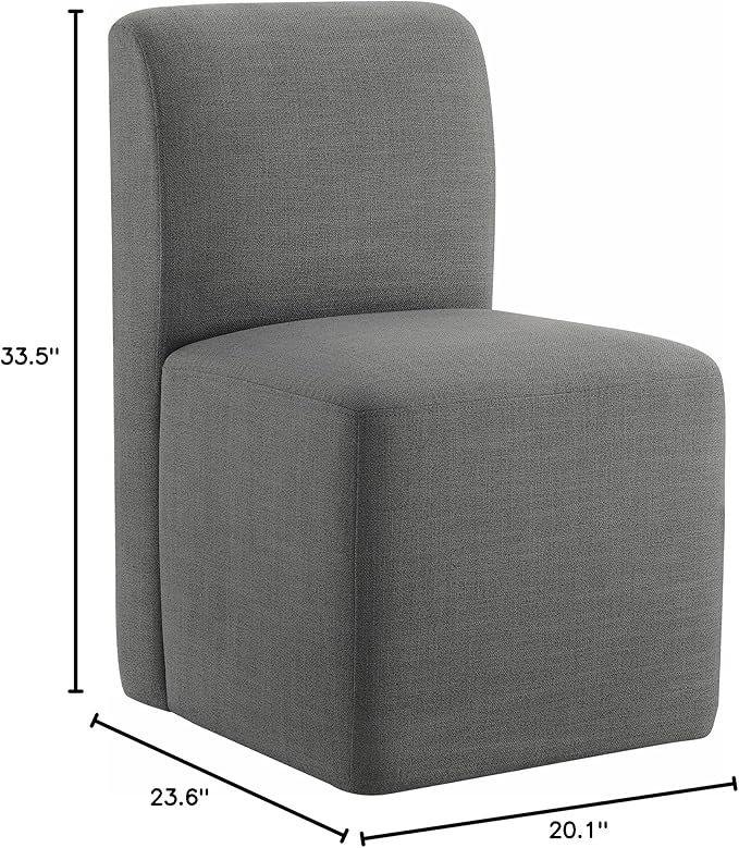 CHITA Dining Chairs with Casters Set of 4, FSC Certified Upholstered Armless Modern Rolling Dining Chairs with Rollers for Bedroom Reading Room Living Room, Grey