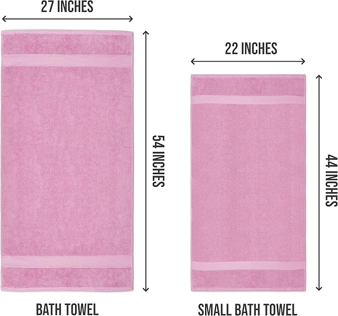 Utopia Towels 6 Pack Medium Bath Towel Set, 22 by 44 Inches, 500 GSM 100% Ring Spun Cotton, Lightweight and Highly Absorbent Quick Drying Premium Towels for Hotel, Spa and Bathroom, Pink