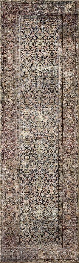 Loloi Amber Lewis Morgan Collection MOG-03 Denim/Multi 2'-3" x 7'-6" 38" Thick Runner Rug feat. CloudPile, Neutral, Room Décor, Vintage Inspired, Livingroom, Bedroom, Dining Area