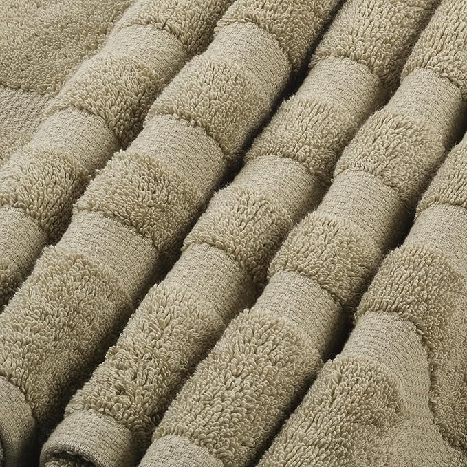 SOFE H&L | Olea Luxury Turkish Cotton Bath Towels Set of 6 : 2 Bath Towels 2 Hand Towels 2 Wash Cloths Green | Thick, Premium, Soft, Durable, Absorbent - Hotel Quality Towel Sets for Bathroom