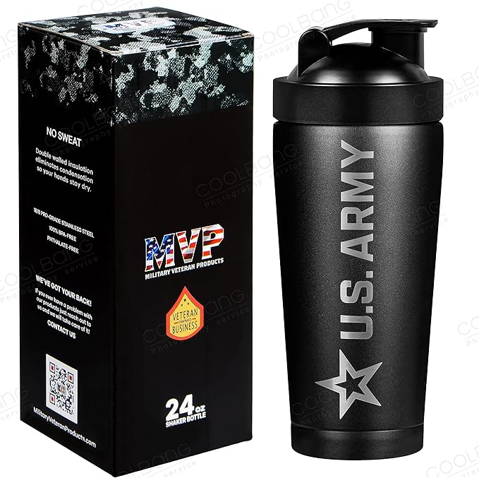 24oz Army Insulated Shaker Bottle - 24oz Water Bottle – Shaker Cup for Protein Shakes - US Army Gifts | Disabled Vet Owned Business | Army Shaker Cup