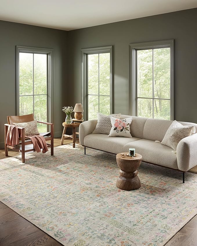Loloi Rifle Paper Co. Maison Collection MAO-07 Khaki 2'-6" x 9'-6", .19" Pile Height, Runner Rug