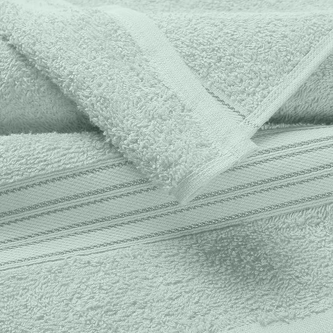 BOUTIQUO Ultra Soft 3 Pack Cotton Towel Set, Contains a Bath Towels 28x55 inch, a Hand Towels 16x24 inch & a Wash Coths 12x12 inch, Ideal Everyday use, Compact & Lightweight - Sea Green
