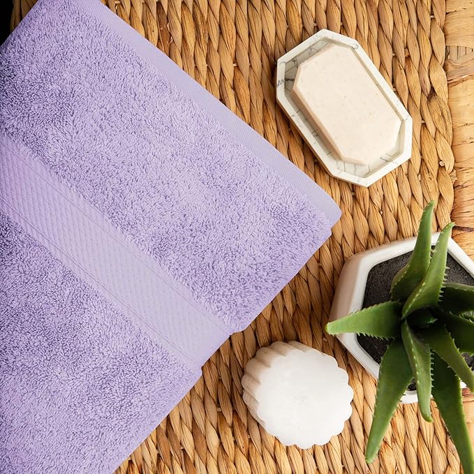 Superior Egyptian Cotton Pile 10 Piece Towel Set, Includes 2 Bath, 4 Hand, 4 Face Towels/Washcloths, Ultra Soft Luxury Towels, Thick Plush Essentials, Guest Bath, Spa, Hotel Bathroom, Purple