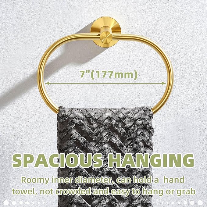 Bath Towel Ring Brushed Gold, APLusee 304 Stainless Steel Swivel Hand Towel Holder Dry Rack Near The Sink, Modern Bathroom Accessories