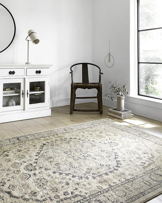 Loloi Teagan Collection TEA-01 Natural/Lt. Grey 2'-8" x 10'-6" Runner Rug, Large, Soft Neutral Rug, High-Traffic for Living Room, Bedroom, Home Office, Dining Area