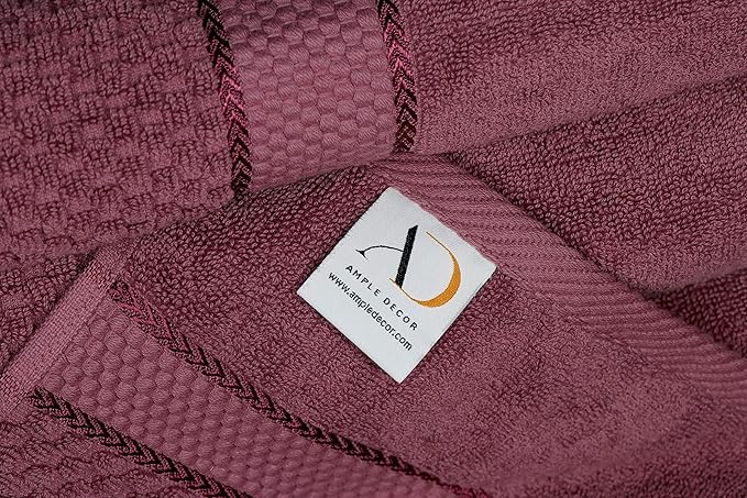 Ample Decor Grape Purple Wash Cloth Set of 5 100% Cotton - Quick Dry, Highly Absorbent, Popcorn Textured - Mulaayam Collection - 12 X 12 Inch