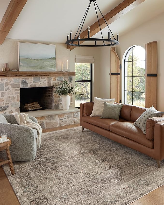 Loloi Magnolia Home by Joanna Gaines Millie Collection MIE-03 Charcoal/Dove 7'-10" x 10', .25" Pile Height, Area Rug