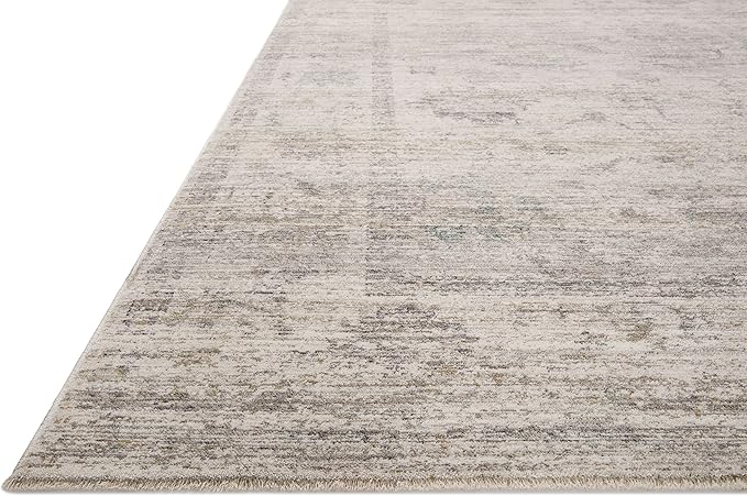 Loloi Magnolia Home by Joanna Gaines Millie Collection MIE-01 Silver/Dove 9'-6" x 9'-6", .25" Pile Height, Round Area Rug