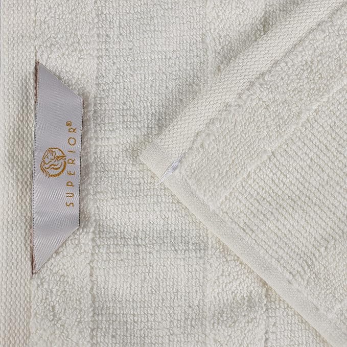 Superior Roma Cotton Hand Towels, Set of 6, Highly Absorbent, Ribbed Design, Quick-Dry, Shower, Spa, Kitchen Basics, Bathroom Essentials, Medium Weight Towels, Solid, 6 Pack, Ivory