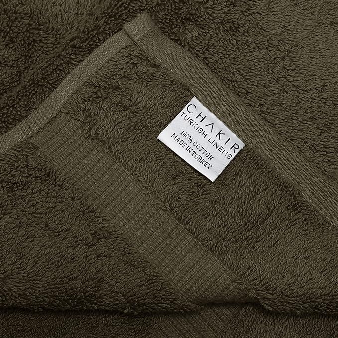 Chakir Turkish Linens 100% Cotton Premium Turkish Towels for Bathroom | 16'' x 30'' (4-Piece Hand Towel, Cocoa)