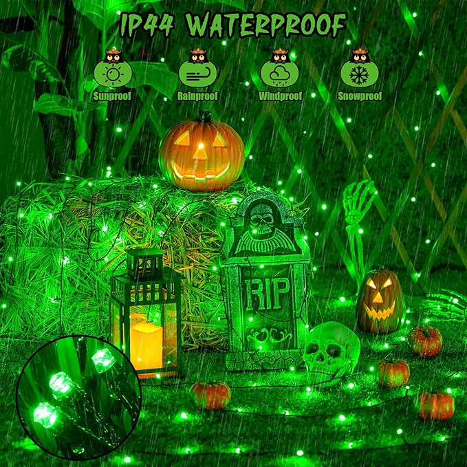 JMEXSUSS 2 Pack Green Christmas Lights, Total 400 LED 151FT Green Solar Lights Outdoor Waterproof, 8 Modes Solar String Light for Outside Patio Yard Tree Christmas Decorations
