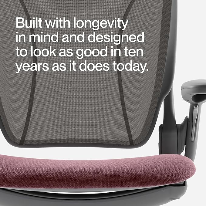 Humanscale World LM Black Catena Mesh Ergonomic Office Chair for Desk with Slate Gray Autumn Seat, Adjustable Simple Desk Chair, Black Frame