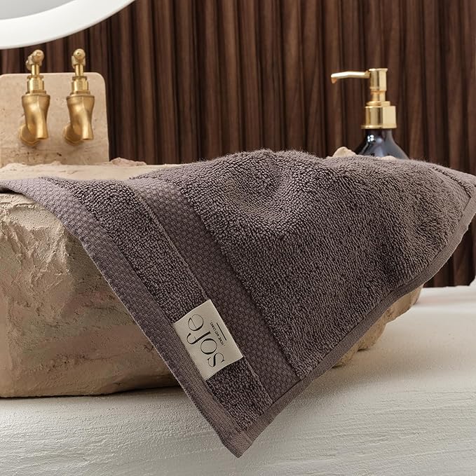 SOFE H&L | Olea Luxury Turkish Cotton Hand Towels Set of 4 Dark Gray | Premium, Soft, Durable, Absorbent | Hotel Quality Plush Towels and Thick Towel Sets