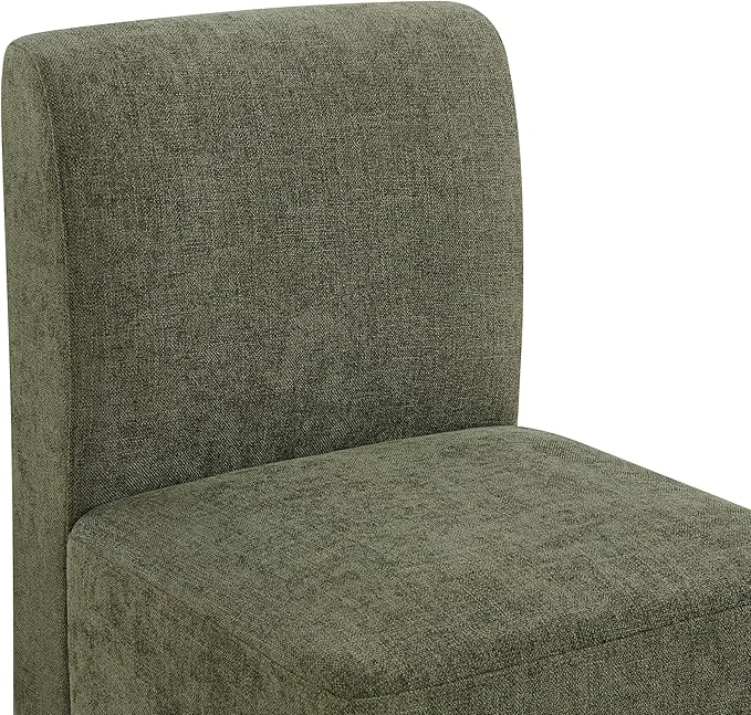 CHITA Dining Chairs with Casters Set of 4, FSC Certified Upholstered Armless Modern Rolling Dining Chairs with Rollers for Bedroom Reading Room Living Room, Moss Green