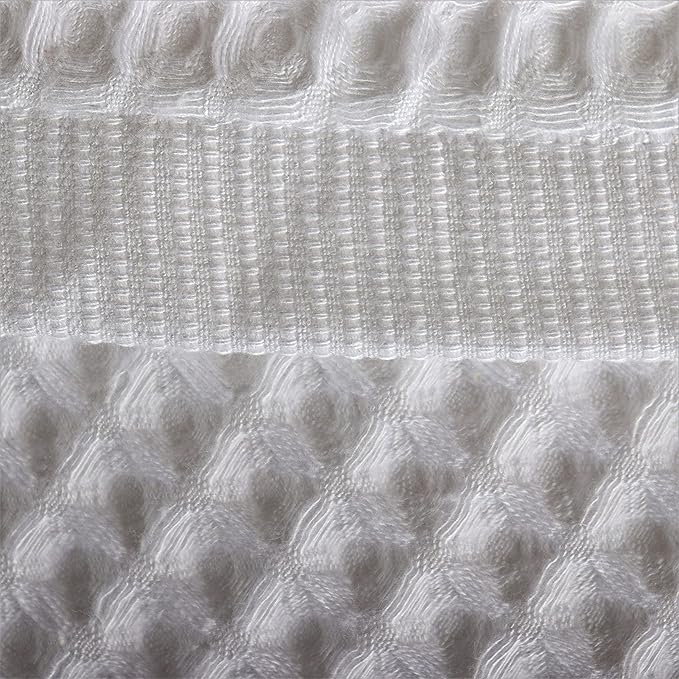 Püskül - Luxury Waffle Towel Set for Bathroom 4 Pieces White, Premium Quality Organic 100% Turkish Cotton 2 Hand and 2 Bath Towels Sets, Quick Dry Thin Waffle Towels, Made in Turkiye (White)