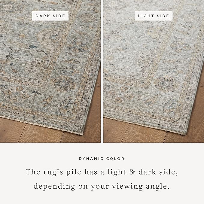 Loloi Magnolia Home by Joanna Gaines Millie Collection MIE-02 Sky/Gold 3'-6" x 5'-6", .25" Pile Height, Accent Rug