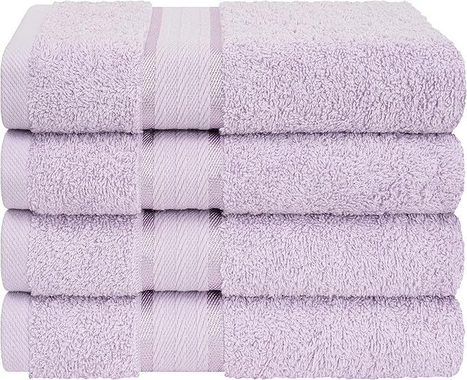 100% Cotton 4 Pack Hand Towel Set, Hand Face Towels for Bathroom, Lilac