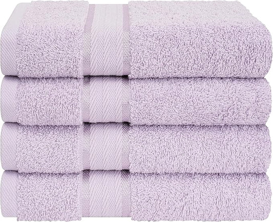 100% Cotton 4 Pack Hand Towel Set, Hand Face Towels for Bathroom, Lilac