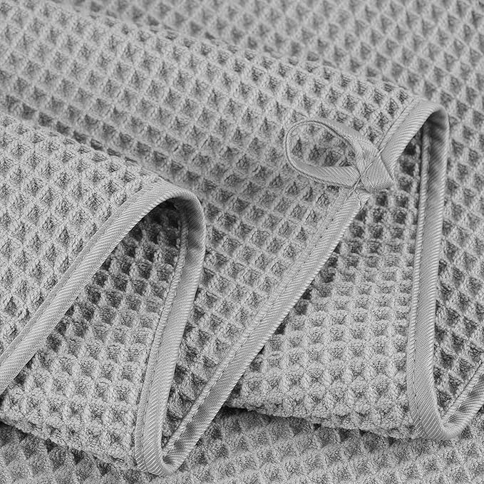 POLYTE 430 GSM Microfiber Quick Dry Lint Free Bath Sheet, 70 x 35 in, Set of 2 (Waffle Weave)
