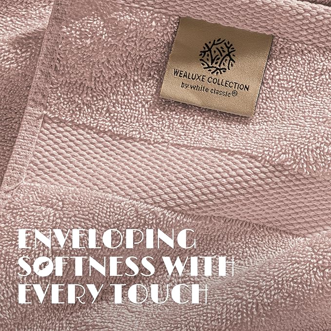 Wealuxe Pink Bath Towels 24x50 Inch, Cotton Towel Set for Bathroom, Hotel, Gym, Spa, Soft Extra Absorbent Quick Dry 6 Pack