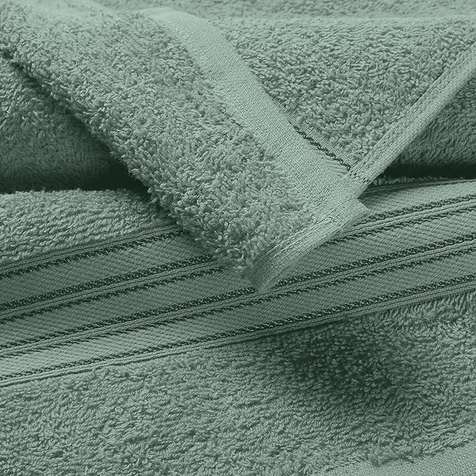 BOUTIQUO Ultra Soft 3 Pack Cotton Towel Set, Contains a Bath Towels 28x55 inch, a Hand Towels 16x24 inch & a Wash Coths 12x12 inch, Ideal Everyday use, Compact & Lightweight - Jade