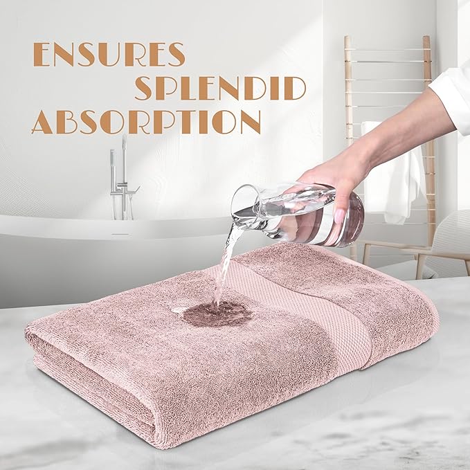 Wealuxe Pink Bath Towels 24x50 Inch, Cotton Towel Set for Bathroom, Hotel, Gym, Spa, Soft Extra Absorbent Quick Dry 6 Pack