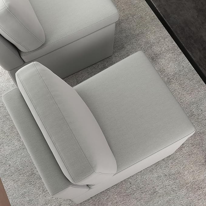 VKNOW Upholstered Dining Chairs Set of 4, Modern Kitchen Chairs with Storage, Linen Armchair Dining Room Chair for Kitchen Dining Room Office Bedroom, Light Grey