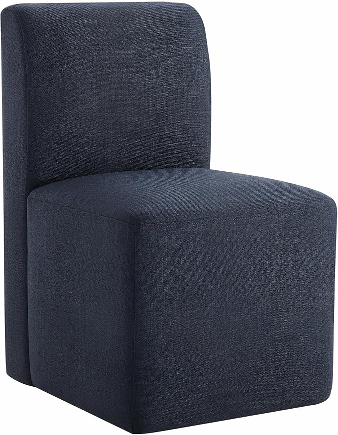 CHITA Dining Chairs with Casters Set of 4, FSC Certified Upholstered Armless Modern Rolling Dining Chairs with Rollers for Bedroom Reading Room Living Room, Insignia Blue