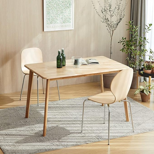 Livinia Canberra 47.2" Rectangular Wooden Dining Table/Mid Century Modern Malaysian Oak Kitchen Table (Natural-Oak) Table Only