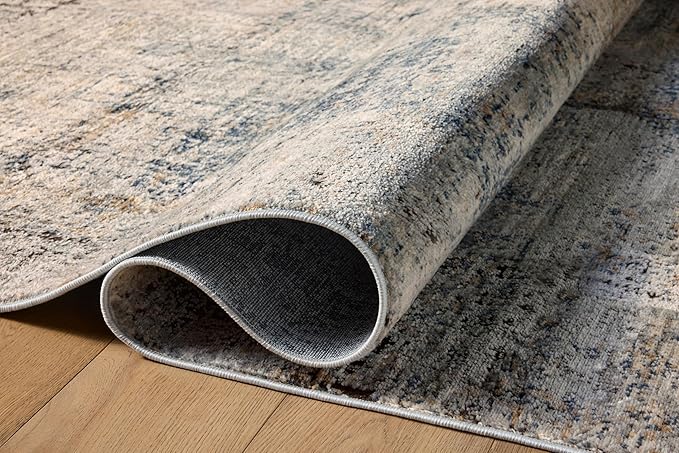 Loloi Teagan Collection TEA-05 Denim/Slate 6'-7" x 9'-2" Area Rug, Large, Soft Neutral Rug, High-Traffic for Living Room, Bedroom, Home Office, Dining Area