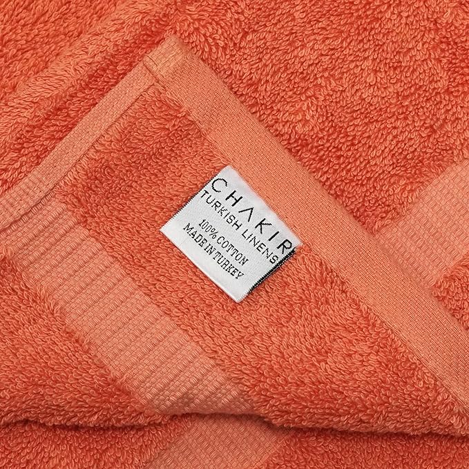 Chakir Turkish Linens 100% Cotton Premium Turkish Towels for Bathroom, 2 Large Bath Towels, 2 Hand Towels, 2 Washcloths (6-Piece Towel Set, Coral)