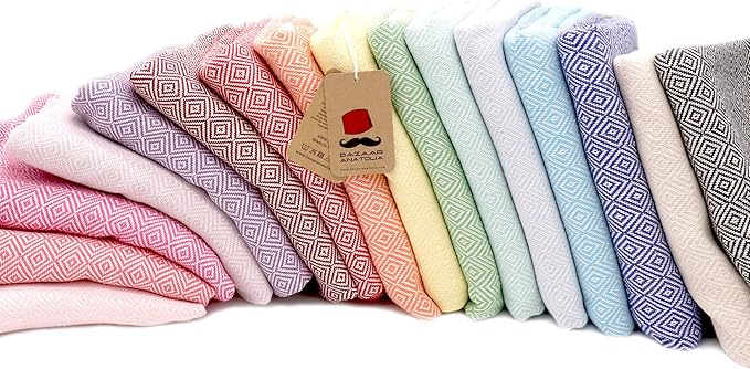 Bazaar Anatolia Turkish Beach Towel – 100% Cotton, Quick Dry, Sand Free Towel for Bathroom, Camping, Travel – Oversized 71x39 Inches – Diamond Pink