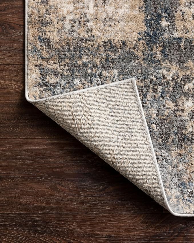 Loloi Teagan Collection TEA-08 Ivory/Mist 5'-3" x 7'-6" Area Rug, Large, Soft Neutral Rug, High-Traffic for Living Room, Bedroom, Home Office, Dining Area