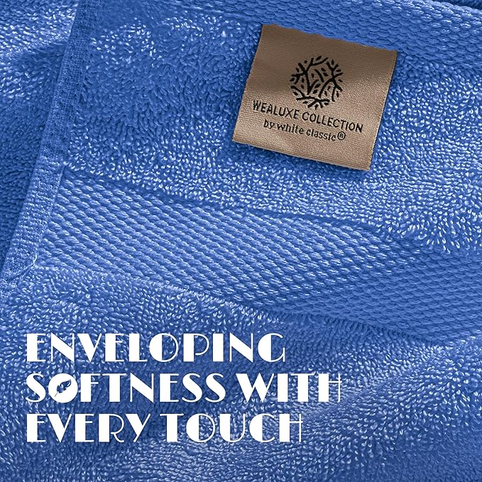 Wealuxe Light Blue Bath Towels 24x50 Inch, Cotton Towel Set for Bathroom, Hotel, Gym, Spa, Soft Extra Absorbent Quick Dry 6 Pack