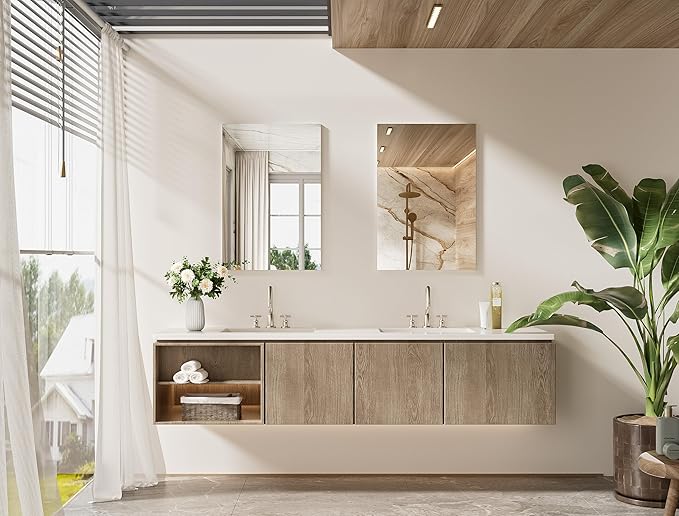 TETOTE Frameless Mirror 20" x 30" Bathroom Mirrors for Wall with 4mm Tempered Glass, Suitable for Bedroom, Entryway, Hallway, Gym, Vertically/Horizontally