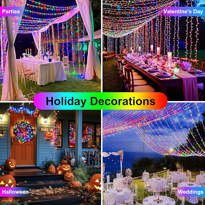 70FT 200LED Christmas Lights Plug in,Outdoor Indoor Connectable Fairy Lights with Timer and 8 Modes,Christmas Tree Lights for Garden Party Wedding Christmas Decoration(Multi-Color