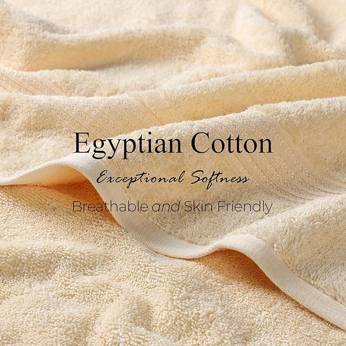 Superior Heritage Egyptian Cotton 3 Piece Towel Set, Assorted Absorbent Towels for Bathroom, Guest Bath, Luxury Home Decor Essentials, Includes 1 Bath, 1 Hand, 1 Face Towel/Washcloth, Canary
