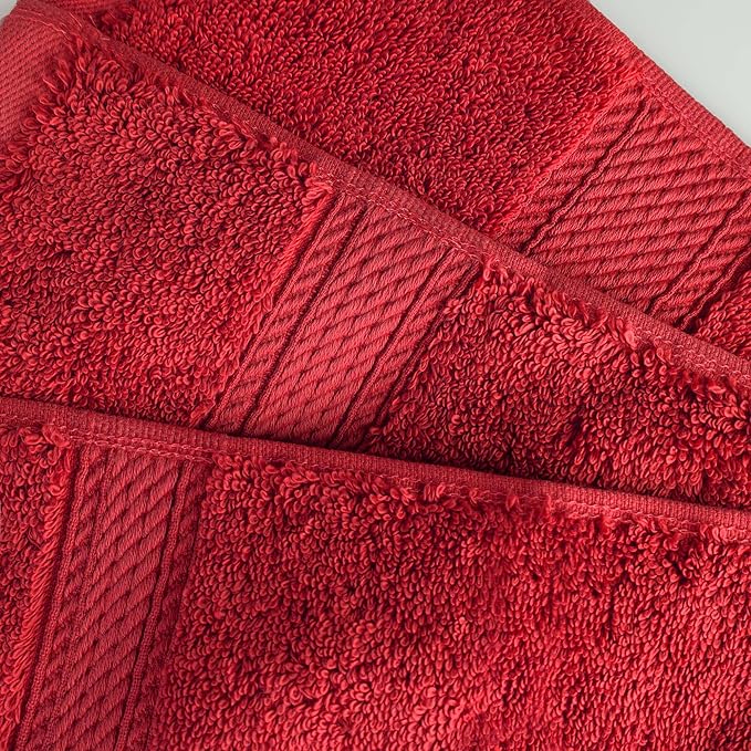 Superior Egyptian Cotton Pile 9 Piece Towel Set, Includes 3 Bath, 3 Hand, 3 Face Towels/Washcloths, Ultra Soft Luxury Towels, Thick Plush Essentials, Guest Bath, Spa, Hotel Bathroom, Red