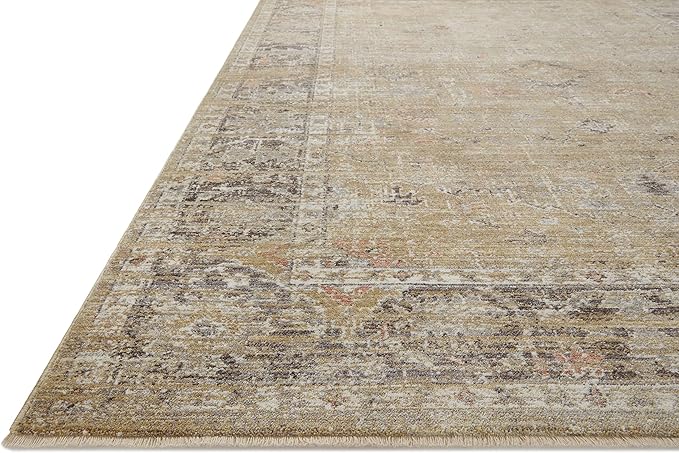 Loloi Magnolia Home by Joanna Gaines Millie Collection MIE-03 Gold/Charcoal 9'-6" x 13'-1", .25" Pile Height, Area Rug
