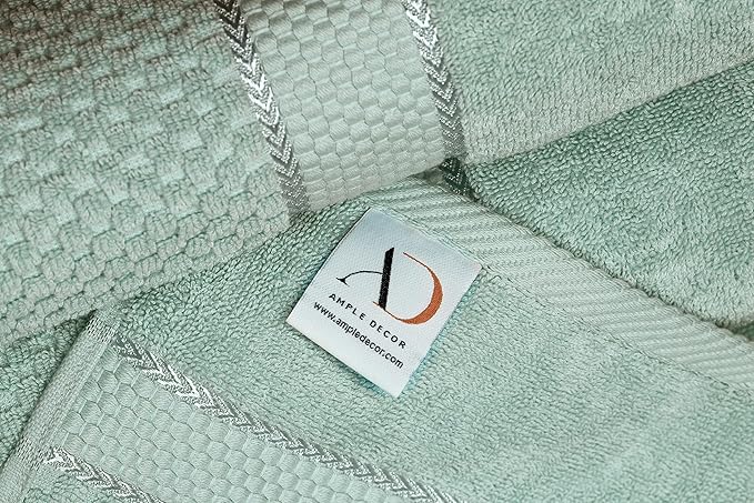 Ample Decor Mint Green Wash Cloth Set of 10 100% Cotton - Quick Dry, Highly Absorbent, Popcorn Textured - Mulaayam Collection - 12 X 12 Inch