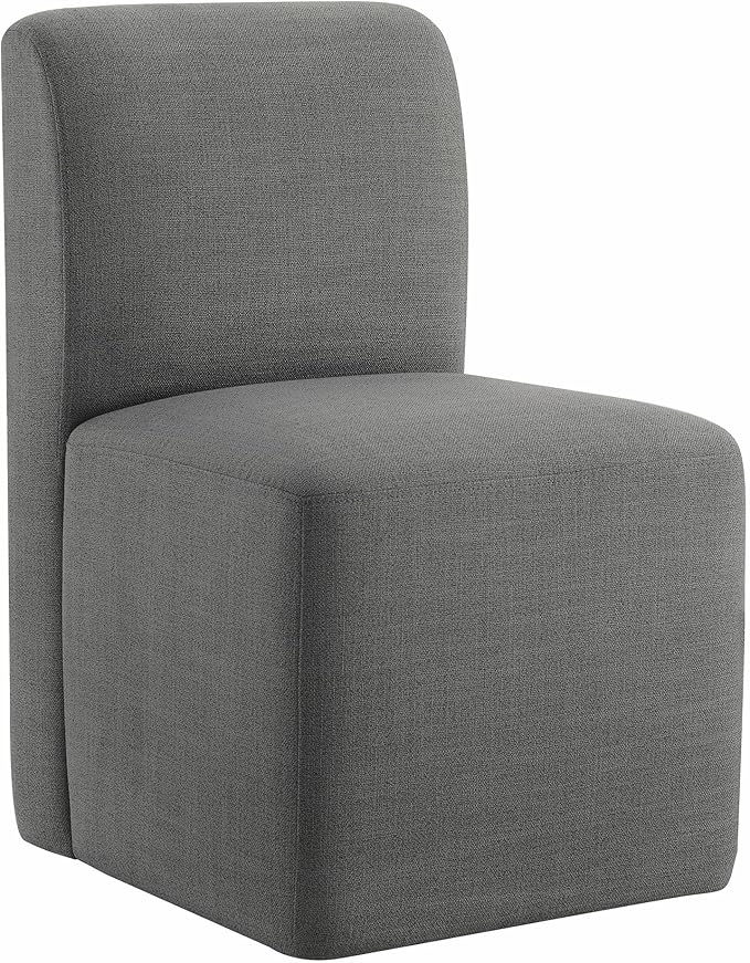 CHITA Dining Chairs with Casters Set of 2, FSC Certified Upholstered Armless Modern Rolling Dining Chairs with Rollers for Bedroom Reading Room Living Room, Grey