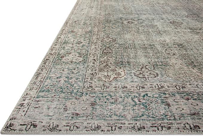 Loloi Chris Loves Julia Jules Collection JUL-08 Emerald/Antique Ivory 2'-6'' x 12'-0'', .13" Pile Height, Runner Rug