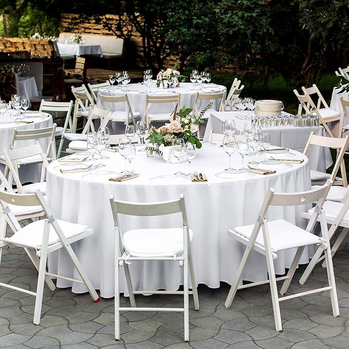 10 Pack 120 Inch Round Tablecloth, Stain and Wrinkle Resistant Polyester White Table Cloth, Washable Decorative Round Table Cover for Dining, Buffet Parties & Wedding