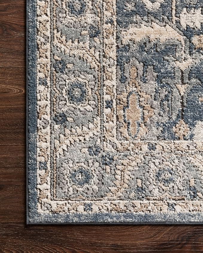 Loloi Teagan Collection TEA-03 Denim/Pebble 3'-4" x 5'-7" Accent Rug, Large, Soft Neutral Rug, High-Traffic for Living Room, Bedroom, Home Office, Dining Area