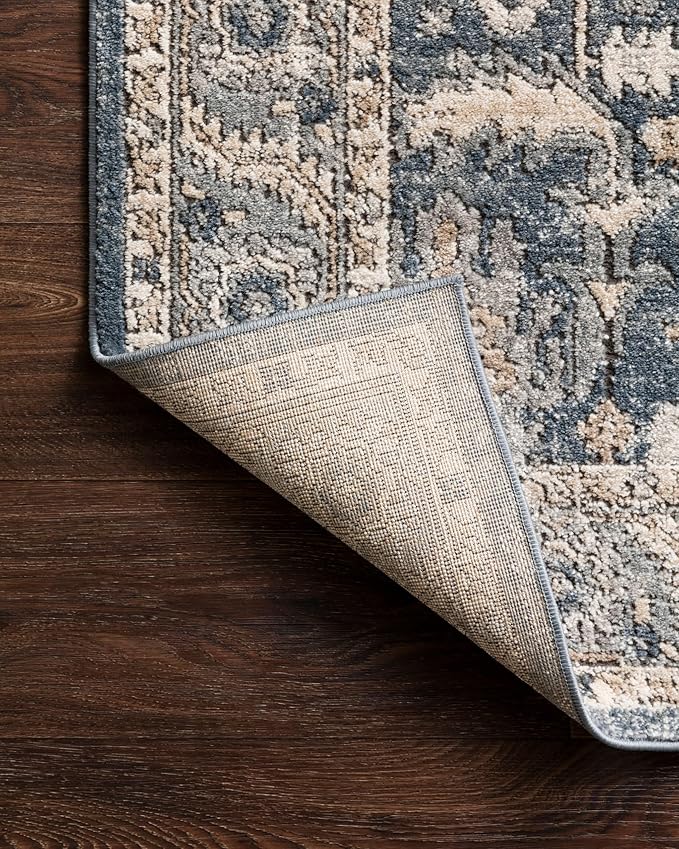 Loloi Teagan Collection TEA-03 Denim/Pebble 11'-6" x 15' Area Rug, Large, Soft Neutral Rug, High-Traffic for Living Room, Bedroom, Home Office, Dining Area