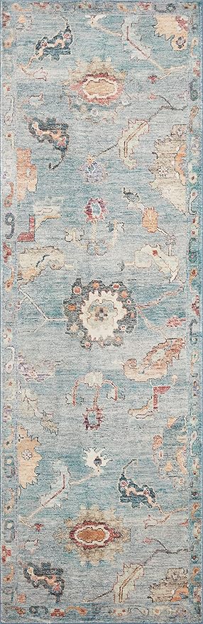 Loloi Margot Collection MAT-06 Denim/Multi 2'-6" x 7'-6" Runner Rug feat. CloudPile, No-Shed Easy Clean Large Patterned Area Rug for Living Room, Bedroom, Dining Area