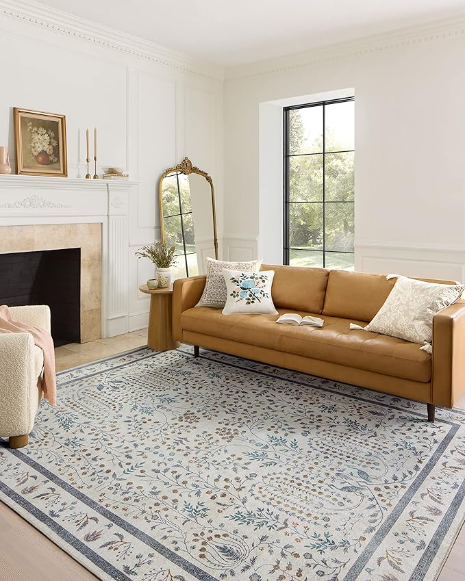 Loloi Rifle Paper Co. Maison Collection MAO-05 Wisteria Cream 2'-6" x 9'-6", .19" Pile Height, Runner Rug