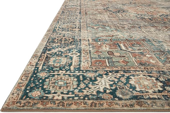 Loloi Margot Collection MAT-02 Terracotta/Lagoon 2'-3" x 3'-9" Accent Rug feat. CloudPile, No-Shed Easy Clean Large Patterned Area Rug for Living Room, Bedroom, Dining Area